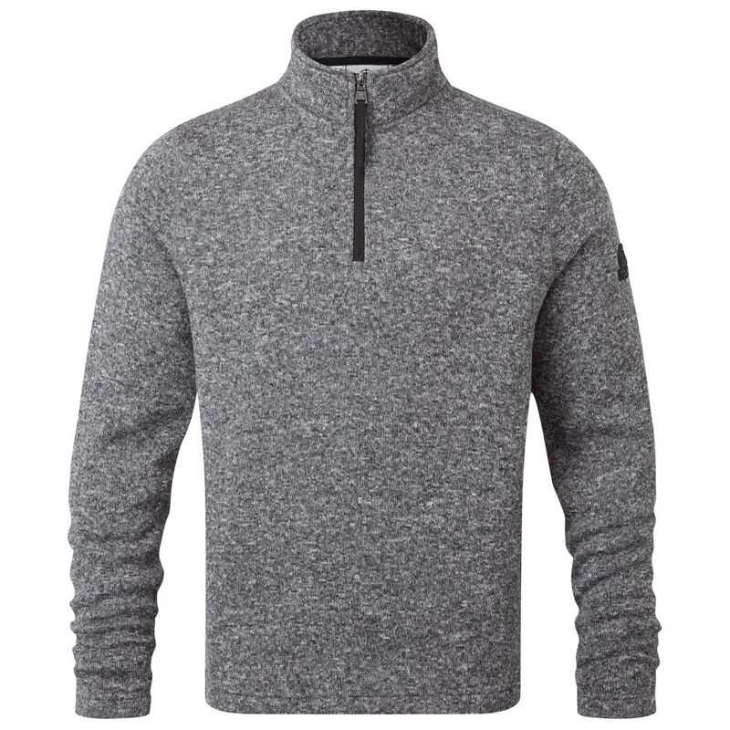 TOG 24 Mens Pearson Knitlook Fleece Zip Neck Pullover (Dark Grey Marl)