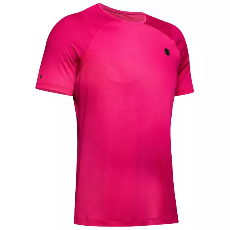 Under Armour Mens Rush Heatgear Fitted Short Sleeve Top (Pink)