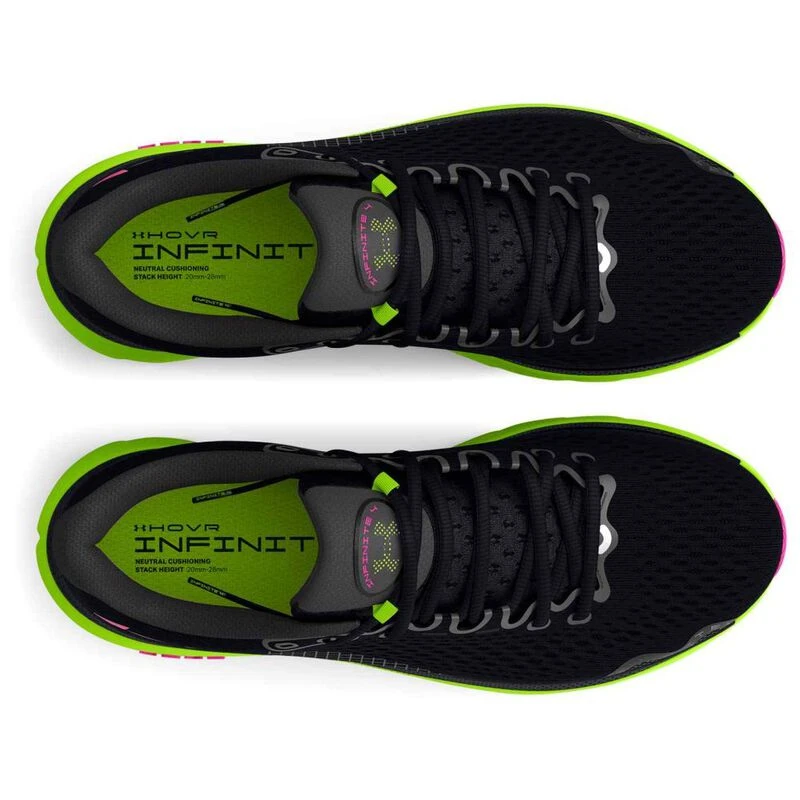 UnderArmour Mens HOVR Infinite 4 Running Shoes Black Lime Surge Rebel