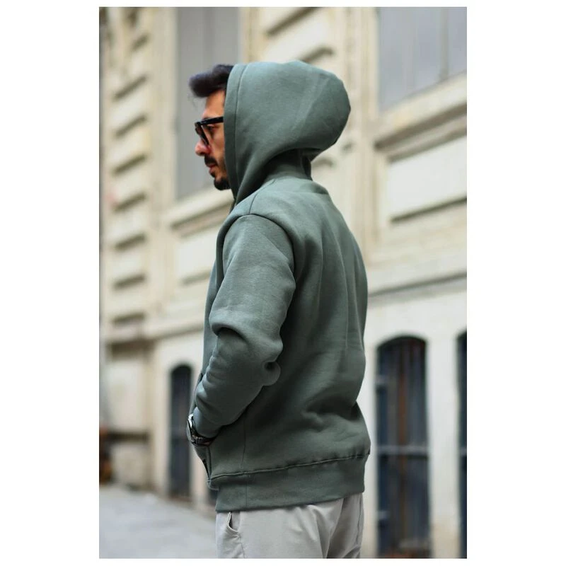 Valiberta Mens Hooded Kangaroo Pocket Hoodie Khaki Sportpursuit