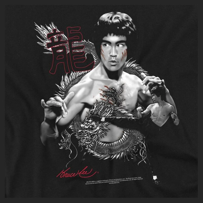 Vintage Club Mens Bruce Lee Dragon T Shirt Black Sportpursuit