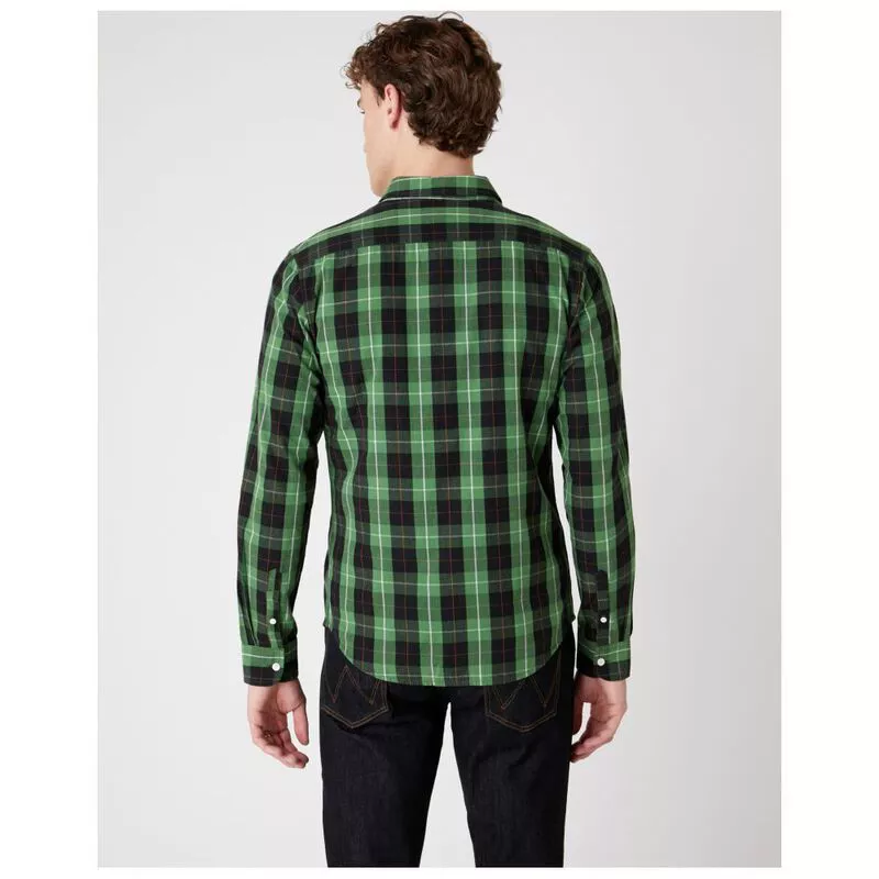Wrangler Mens One Pocket Slim Fit Shirt (Artichoke Green) | Sportpursu