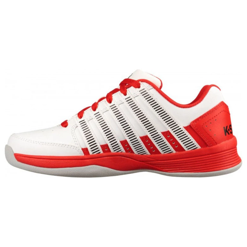 K Swiss Boys Court Impact Leather Tennis Shoes White Fiery Red Black