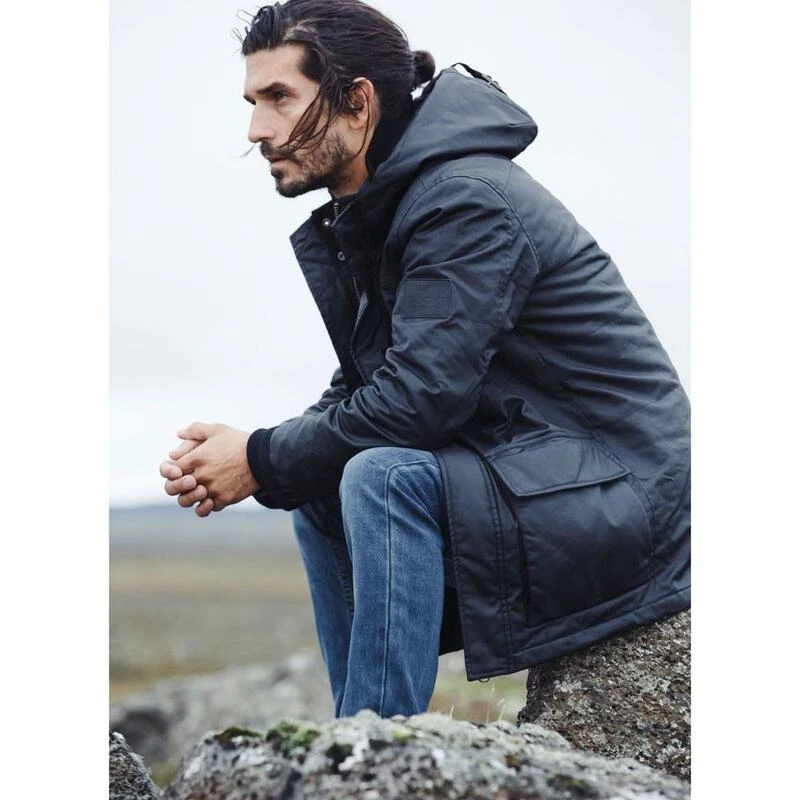 Gandys Mens Coated Cotton Urban Parka Jacket Black Sportpursuit
