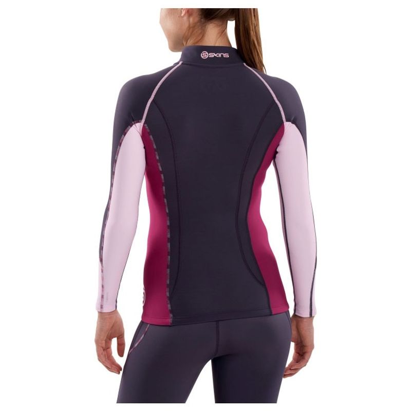 Skins Womens DNAmic Thermal Zip Compression Top (Dove Grey) Sportpur