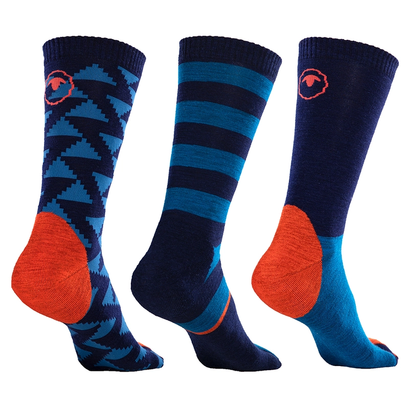 Isobaa Merino Blend Everyday Socks (3 Pack - Navy/Blue) | Sportpursuit