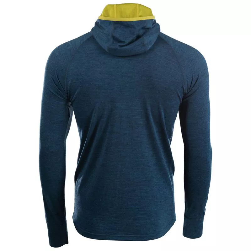Isobaa Mens Merino 200 Zip Neck Hoodie Petrol Sportpursuit