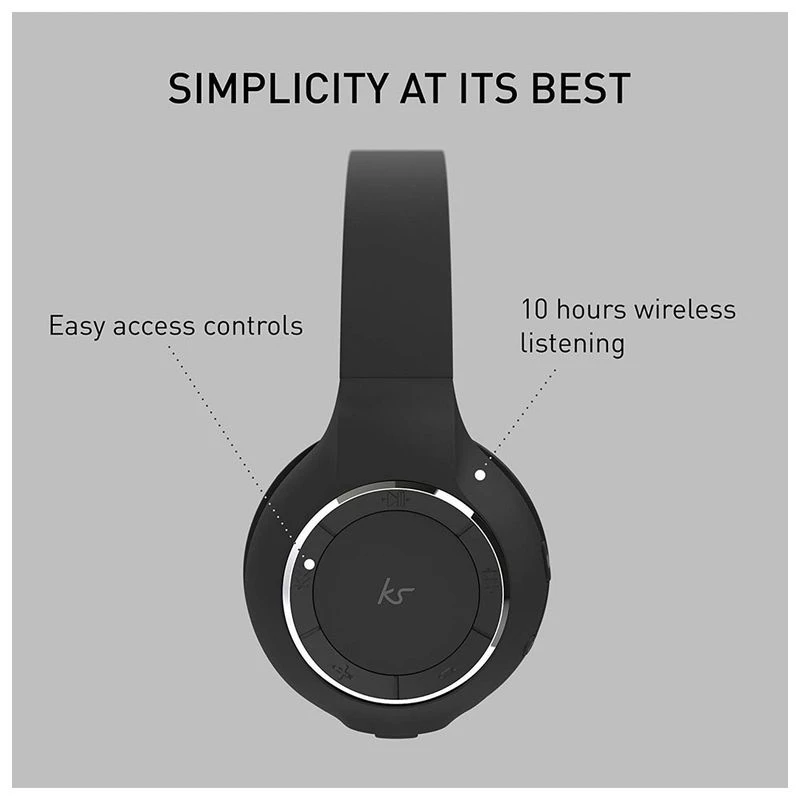 KitSound Arena Wireless Headphones + Microphone (Black) Sportpursuit