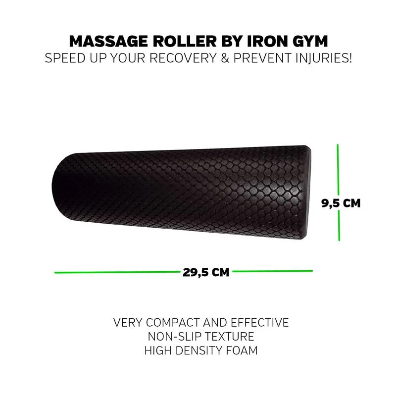Irongym Essential Massage Roller 30cm Black Sportpursuit