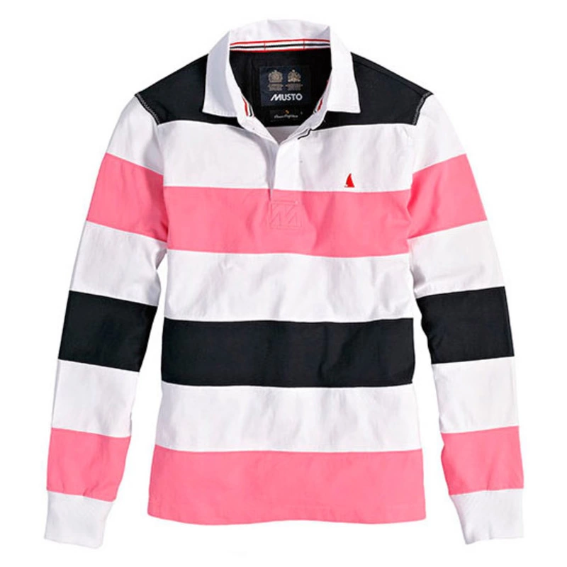 Mens Eddy Cut & Sew Rugby (Navy/Rock Pink/White)