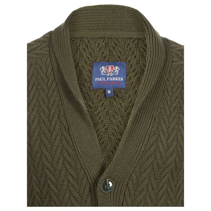 Khaki cardigan mens top