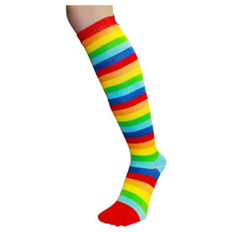 Knee High Toe Socks Pack Rainbow Stripey