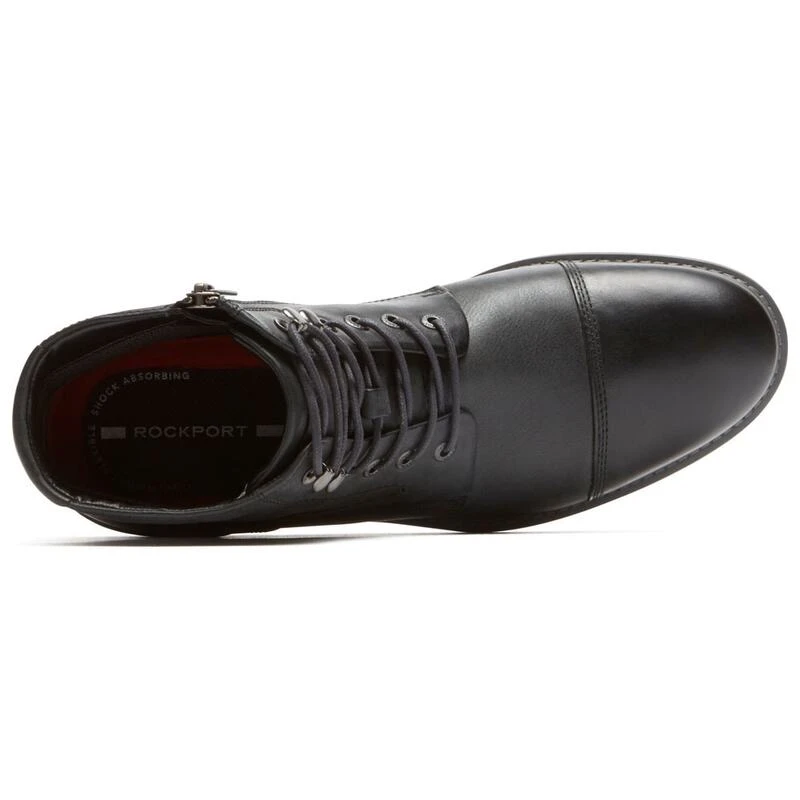 Rockport Mens Classic Break Cap Toe Zip Boots Dark Shadow Leather