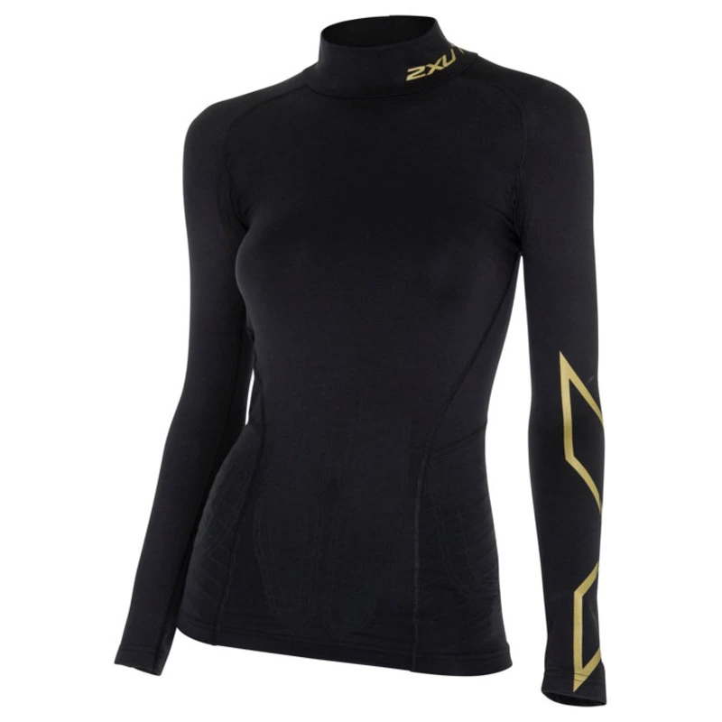 2XU 2XU MCS Alpine Compression Top Women's Medium Black/Gold Thermal Long Sleeve 