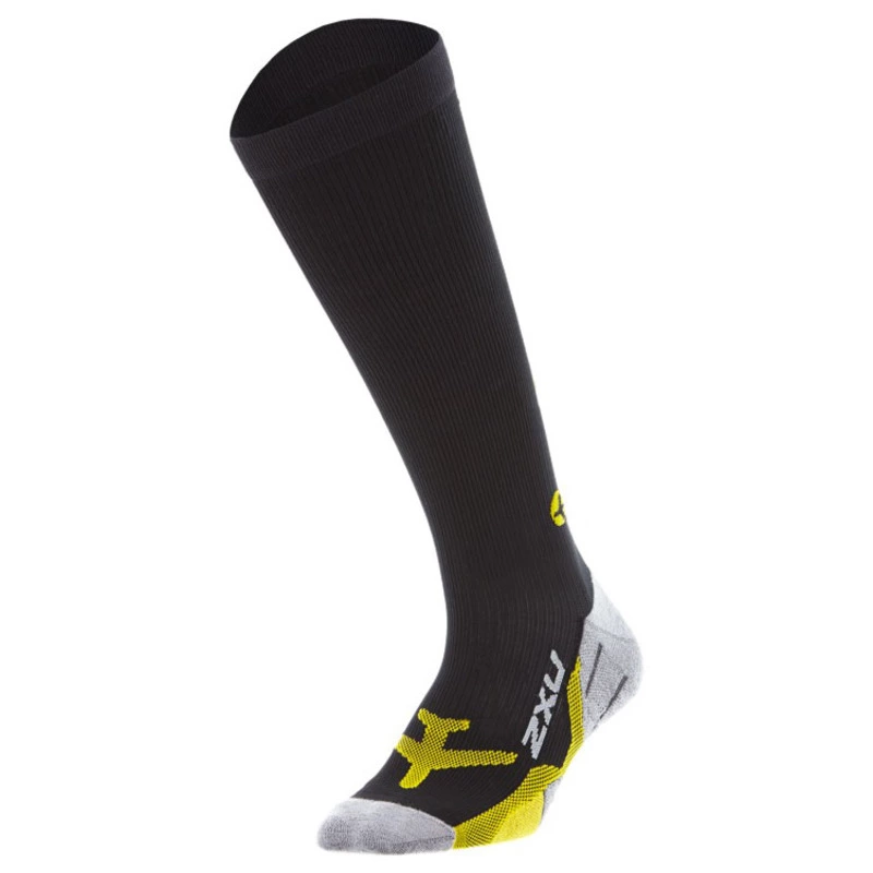 2XU Womens Recovery Compression Socks (Black/Yellow) | Sportpursuit.co