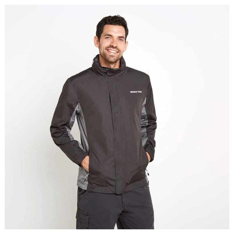 Weird Fish Mens Fighter Waterproof Ripstop Jacket Washed Black Spo