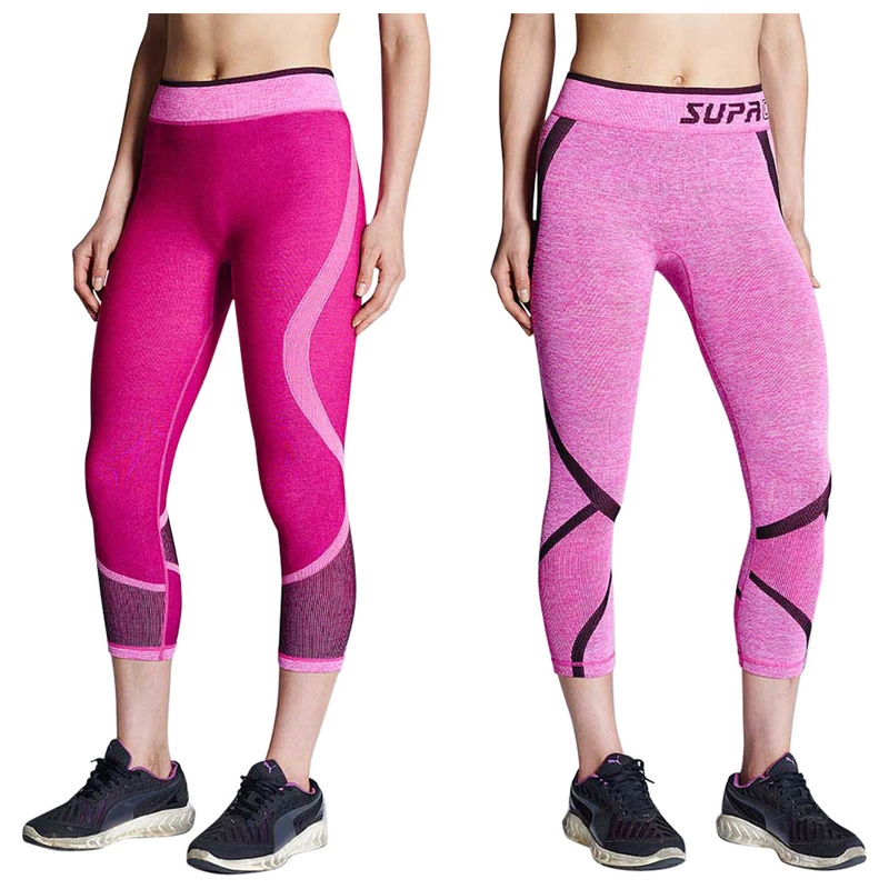 Supacore Womens Reversible Compression Capris (Pink Marle)